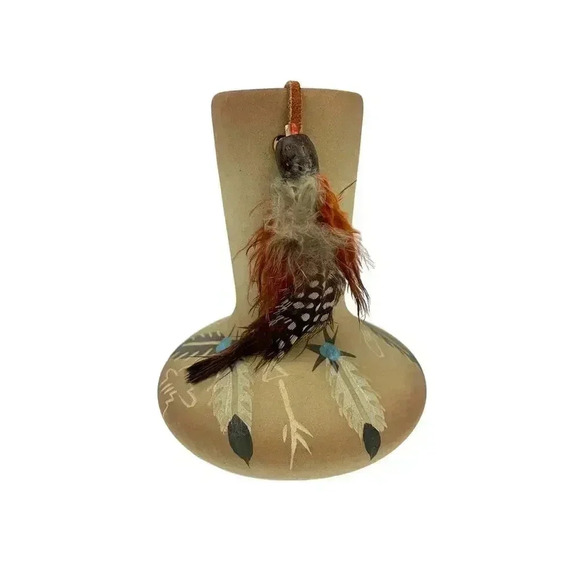 VTG Betty Selby 1988 Native American Southwest Art Pottery Feather Vase #415 - Picture 1 of 9